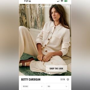 Sezane Betty Cardigan XS Ecru